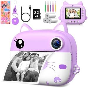 Kids Camera Instant Print,2.5K Digital Video Instant Print Camera for Kids, Selfie Toddler Cameras with No Ink Print Paper & 32G SD Card, Christams Birthday Gifts for Girls Boys Age 3-12