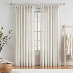 Vision Home Natural Pinch Pleated Semi Sheer Curtains Textured Linen Blended Light Filtering Window Curtains 84 inch for Living Room Bedroom Pinch Pleat Drapes with Hooks 2 Panels 42" Wx84 L