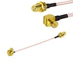 NETBOON SMA Female to MCX Male Right Angle Cable Jumper with Connecting Line RF Coaxial Cable Antenna Extender Adapter Jumper (25CM/10)