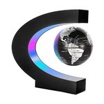 DAONPHARI Floating World Map Globe with Magnetic Levitation and C-Shaped Base - Illuminated Floating Globe with LED Lights