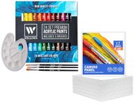 Store2508 Willows Acrylic Paint Set – 24 Premium Acrylic Paint Tubes (12ml), 3 Brushes, Palette, 12 Pcs Canvas. Vibrant, Non-Toxic Pigments for Canvas, Glass, Plastic, Rocks, Arts and Crafts