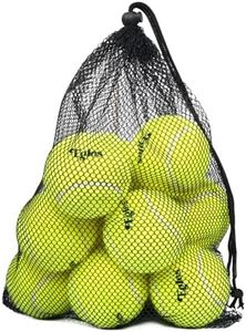 12 Packs Tennis Balls for Training and Dogs, High Elasticity Practice Tennis Balls with Mesh Bag for Transport and Beginner Exercise, Durable Pet Playing Ball Set Multi-Pack Colored Balls Yellow