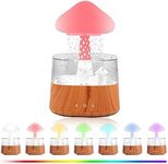 Rain Cloud Humidifier Essential Oil Diffuser with 7 Colors Lights 450ml Cloud Water Drip Humidifier Has A Timer Design Relaxing Mood Water Drop Sound for Home Office Bedroom Decorations (Wood Grain)