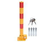 KATSU Car Parking Space Lock Bollard, High Visibility Yellow and Red Lockable Fold Down Car Parking Barrier Post, Private Car Park Driveway Guard Saver Blocker, 60cm Height 161877