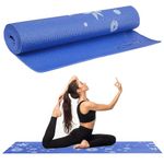 Strauss Exercise Floral Yoga Mat with Carry Bag Non-Slip Exercise & Fitness Mat for Yoga, Pilates & Floor Workouts For Men & Women Anti Tear Mat | Home & Gym Workout |Size-6mm, (Blue)