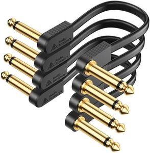 AA AUDIO ACCESSORY Kevlar-Reinforced Flat Ribbon Guitar Patch Cables 6 Inch 4-Pack, Gold-Plated Built-to-Last Noiseless Quad-Layer Shielded, Guitar Pedal Cables for BOSS MXR EBS Behringer Donner Pedal