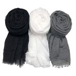 Upower 3PACK Women Soft Cotton Hemp Scarf Shawl Long Scarves, Scarf and Wrap, Big Head Scarves (Mixed Color Series A)