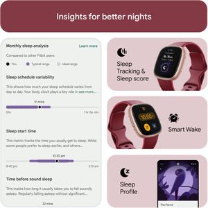 Fitbit Versa 4 Smartwatch – Beet Copper Rose, Fitness Tracker