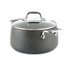 All-Clad HA1 Hard Anodized Nonstick Stockpot 4 Quart Induction Oven Broiler Safe 500F, Lid Safe 350F Pots and Pans, Cookware Black