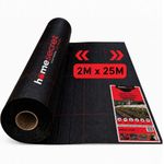 Homesecret 115 GSM Weed Membrane Heavy Duty - 2M x 25M Weed Control Membrane - Garden Membrane Weed Control - Weed Control Fabric - Landscape Fabric, Weed Barrier Fabric, Weed Matting - Black