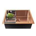 Fossa 24"x18"x10" Inch Single Bowl Premium Stainless Steel Handmade Kitchen Sink (Matte Finish) Rose Gold