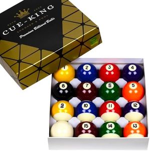 Cue-King Premium Billiard Balls Pool Balls Complete Set Grade AA, 2-1/4” Regulation Size, 16 Ball Professional Set