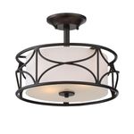 Designers Fountain 88611-ORB Avara - Two Light Semi-Flush Mount, Oil Rubbed Bronze Finish with White Fabric Shade