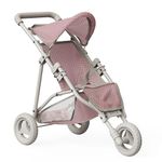 Olivia's Little World Doll Jogging-Style Pram with Canopy, Storage Underneath, Pink and Cream and Grey