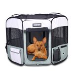 JESPET Portable Foldable Pet Dog Playpens, Soft Exercise Pen Kennel with Carry Bag for Puppy Cats Kittens Rabbits, Shale Green 36"