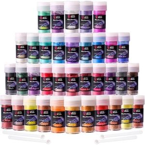 LET'S RESIN 36 Colors Mica Powder, Mica Pigment Powder for Epoxy Resin/UV Resin, Natural Colorant Dye for Soap/Candle Making, Lip Gloss,Nail Polish, Slime and Bath Bomb