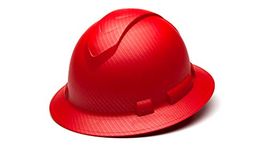 Pyramex Ridgeline Full Brim Hard Hat 4 Point Ratchet Matte Red Pattern