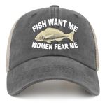 Fishing Hat Women Want Me Fishes Fear Me Hat Trucker Hat Women Trendy Mesh Cap for Summer