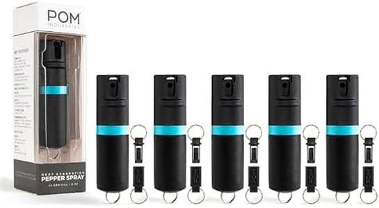 POM Pepper Spray Keychain, Quick Key Release for Instant Access, Flip Top Safety, Maximum Strength OC Formula with UV Marking Dye, 25 Bursts, 10 ft Range, 0.5 fl oz