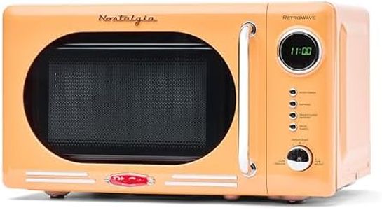 Nostalgia Retro Compact Countertop Microwave Oven - 0.7 Cu. Ft. - 700-Watts with LED Digital Display - Child Lock - Easy Clean Interior - Orange