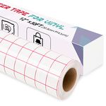 IModeur Transfer Tape for Vinyl, 12" x 30Ft (30.5 x 915cm) Clear Vinyl Transfer Paper Tape Roll with Red Grid for Permanent Vinyl and Self Adhesive Vinyl for Cricut, Signs Stickers, Car Decals