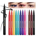 Anglicolor Colored Eyeliner, 12 Colors Matte Liquid Eyeliner Set, Waterproof Eyeliner Liquid, Smooth Long Lasting Colourful Eye Liners for Wedding Party (12 Colors)