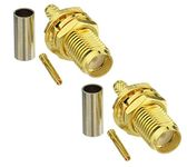 NETBOON SMA Female Bulkhead Connector RF Straight Crimp Coax Jack Connector for RG174 RG316 Extension Cable-[Pack of 2]