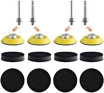 NYNM 4Pcs 2 Inch Hook and Loop Sanding Pad for Sanding Discs with 1/4 inches Dia Shank Drill Attachment + Soft Foam Layer Buffering Pad (8 Pack)