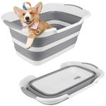 ddLUCK Multi-Functional Collapsible Pet Bathtub with Drainage Hole, Portable Indoor Outdoor Foldable Washing Tub Bathing Tub Small Pets Bathtub for Puppy Small Dogs Cats