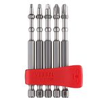 VESSEL IMAPCT Ball Torsion Bit with Magnetic Charge Holder 5 Piece Set Includes (1) PH2, (1) PH3, (1) SQ1, (1) SQ2 and (1) SQ3