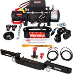 Winchmax 13,500lb (6,123kg) Military Grade 12v Electric Winch. 25m x 10mm Armourline Rope. 3/8 inch Tactical Hook. Bumper Compatible with Defender.