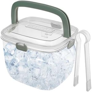 Dojreope Ice Bucket with Lid, 5L Ice Cube Storage Bin, Portable Wine Bucket, Multifunctional for Cocktail Freezer Bar Parties Barbeque Camping (Green)