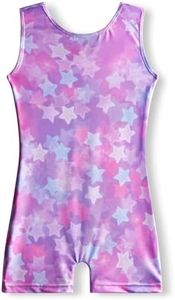 MYQFF Leotards for Girls Gymnastics Size 6-7 Years Old Toddler Kid Pink Stars Tumbling Outfits Biketards Unitard