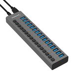 SABRENT16 Port USB hub 3.2 x1 and Charger 90W, with Power Adapter, Fast Powered Data hub, Multiple USB Charging, USB Docking Station, multiport hubs, LEDs on/Off Switch, Mount Bracket Included