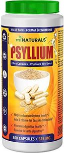 Psyllium Husk Fibre Capsules Supplement | 500 Capsules (525mg of Psylium Husk Powder in ea Pill) | Fibre Supplement | VALUE PACK - by miNATURALS