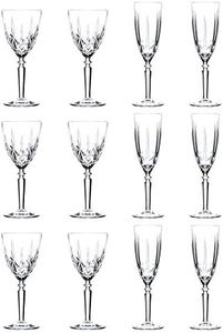 RCR Crystal Orchestra Cut Glass Wine Glasses and Champagne Flutes - 290ml, 200ml - 12pc Set