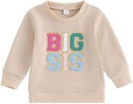 LIOMENGZI Big Sister Outfit Toddler Big Sister Little Sister Matching Clothes Graphic T-Shirt Tee Blouse Sweatshirt Top (Apricot BIG SIS, 3-4 Years)