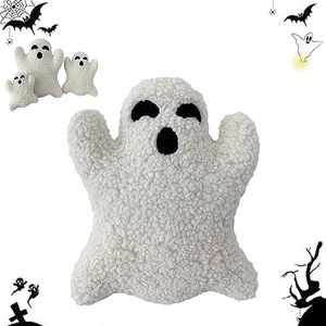 Cute Ghost Pillow, Ghost Shaped Plush Pillow, Halloween Throw Pillows Decorative Spooky Pillows, Halloween Ghost Pillow, Ghost Stuffed Animal for Sofa Bed Couch Holiday Party Children Gift-11.8 in