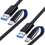 USB-C to USB-A 3.0 Cable, 2Pcs 3FT Flat Type C Fast Charger Cord Suited to Galaxy S23 S22 S21 S20 S10 Note20 Tab S7 S6 Lite S5e /for GoPro Hero 7 6 5