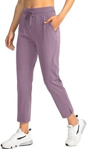 Soothfeel Women's Pants with 4 Pockets 7/8 Stretch High Waisted Sweatpants Travel Athletic Work Golf Pants for Women(Dusty Purple, X-Large)