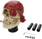 Modengzhe Resin Pirate Skull Shape Universal Type Gear Shift Knob Replacement Decor for Car Interior Modification (Red Turban)