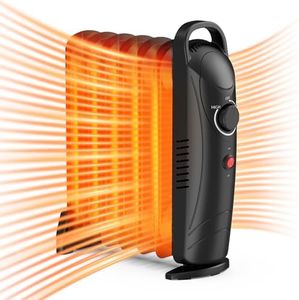 Air Choice Oil Heater, Oil Filled Radiator Heater with Adjustable Thermostat, 700W Portable Electric Heating, Durable & Overheat Protection, Ideal for Indoor use Home Office, Black