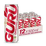 Guru Organic Energy Drink - Lite - Revitalize Your Day with GURU Plant Based Lite Energy Drink - Recharge and Stay Focused - Low Calories - Healthy Ingredients - Natural Caffeine - 500ml (Pack of 12)