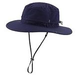 Connectyle Mens Waterproof Sun Hat Outdoor UPF 50+ Boonie Hat for Fishing Hiking, Navy Blue, Large