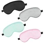 WLLHYF 4 Pcs Silk Sleeping Eye Cover Adjustable Sleep Masks Soft Comfortable Blindfold Elastic Blackout Eye Shade for Adults Kids Travel Nap Sleeping