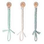 Pacifier Clip for Boys Girls Pacifier Holder Leash Boho Rainbow Wooden Clips Handmade Braided Cotton Unisex Baby Shower Birthday Gift Christmas Gift