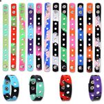 16pcs Silicone Bracelets with Holes for Charms Colorful Rubber Charm Wristbands Silicone Adjustable Bracelets with Camouflage Pattern for DIY Crafts Birthday Party Favors (7inch Long)