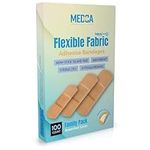 Flexible Fabric Adhesive Plasters, Bandages Comfortable Flexible Large Protection & Wound Care of Minor Cuts, Scrapes, & Wounds, Assorted Sizes (2-1/4"x5/8", 3"x3/4", 3"x1") - 100 Count Box