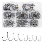 UCEC Fishing Hooks, Circle Hooks 150pcs/box 2X Strong Customized Offset Sport Black High Carbon Steel Octopus Fishing Hooks for Freshwater Saltwater, Size:#1 1/0 2/0 3/0 4/0 5/0 6/0 8/0