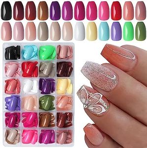 LoveoOurHome 576pc Coffin Press on Nails Short Fake Nails with Glue Tab, Short Acrylic Nails Press on Nail Coffin Glue on Nail Full Cover Ballerina Artificial False Fingernail for Women Girls